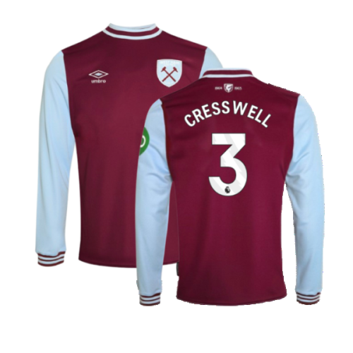 2024-2025 West Ham Long Sleeve Home Shirt (Kids) (Cresswell 3)