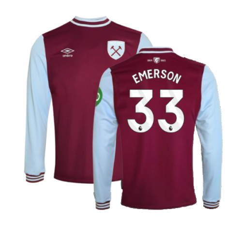 2024-2025 West Ham Long Sleeve Home Shirt (Kids) (Emerson 33)