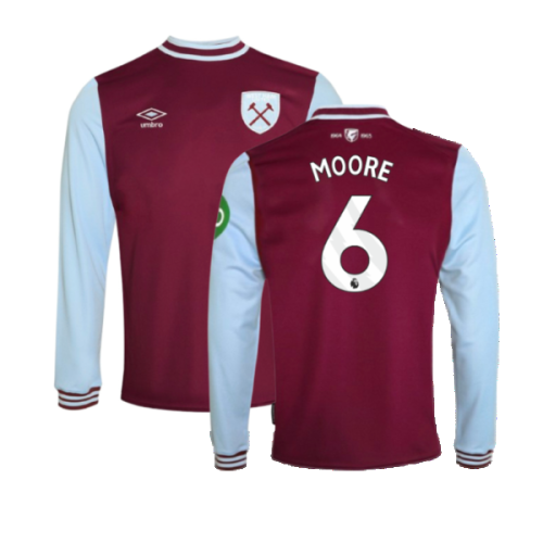 2024-2025 West Ham Long Sleeve Home Shirt (Kids) (Moore 6)