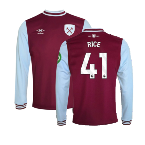 2024-2025 West Ham Long Sleeve Home Shirt (Kids) (Rice 41)