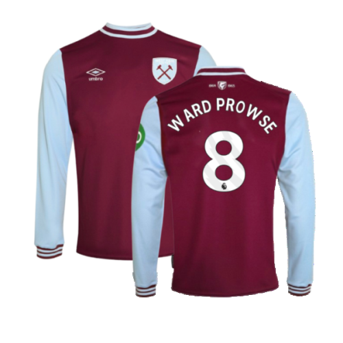 2024-2025 West Ham Long Sleeve Home Shirt (Kids) (Ward Prowse 8)