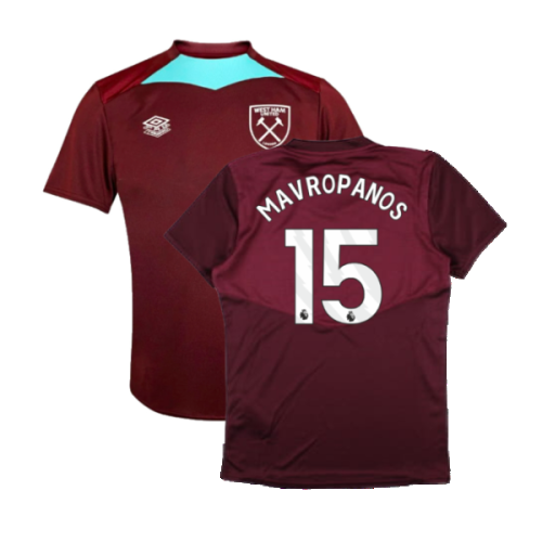 2024-2025 West Ham Training Jersey (Wine) - Kids (Mavropanos 15)