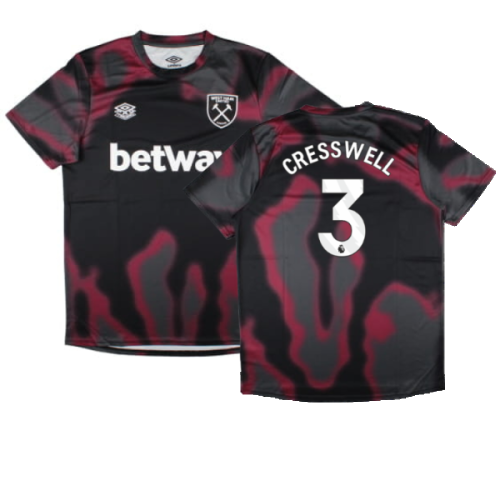 2024-2025 West Ham Warm Up Jersey (Black) (Cresswell 3)