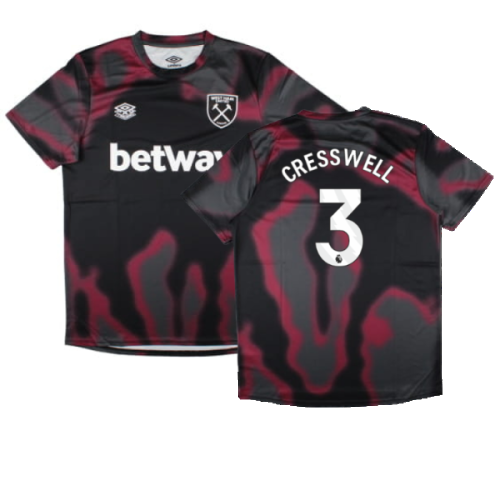 2024-2025 West Ham Warm Up Jersey (Black) (Cresswell 3)