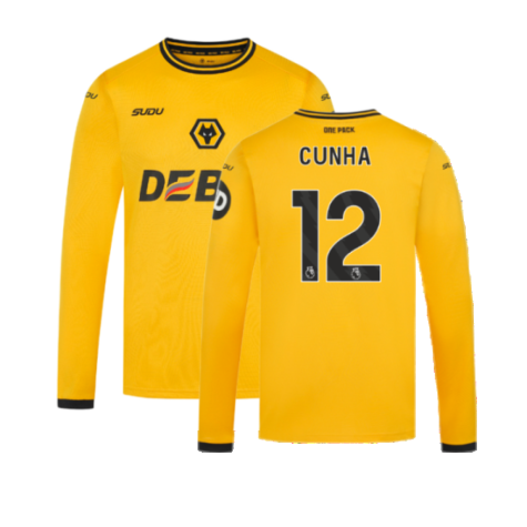 2024-2025 Wolves Long Sleeve Home Shirt (Cunha 12)