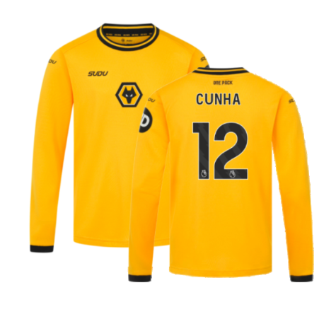 2024-2025 Wolves Long Sleeve Home Shirt (Kids) (Cunha 12)