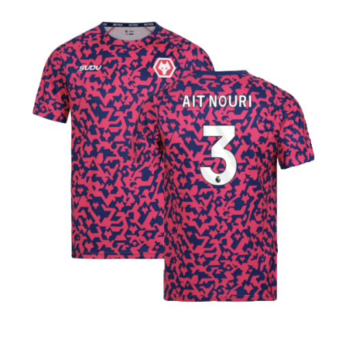 2024-2025 Wolves Pre Match T-Shirt - Blue/Pink (Ait Nouri 3)