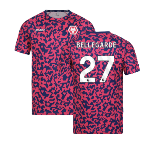 2024-2025 Wolves Pre Match T-Shirt - Blue/Pink (Bellegarde 27)