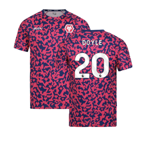 2024-2025 Wolves Pre Match T-Shirt - Blue/Pink (Doyle 20)