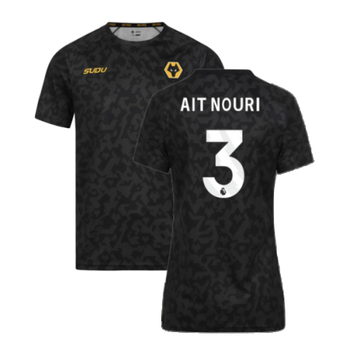 2024-2025 Wolves Pre Match Training Shirt (Black) (Ait Nouri 3)