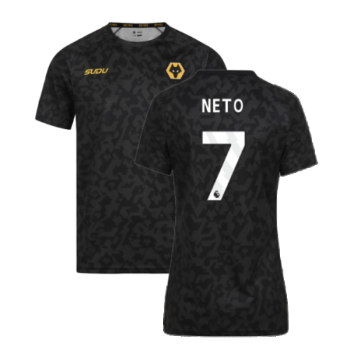 2024-2025 Wolves Pre Match Training Shirt (Black) (Neto 7)