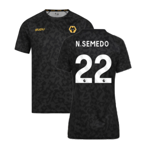 2024-2025 Wolves Pre Match Training Shirt (Black) (N.Semedo 22)