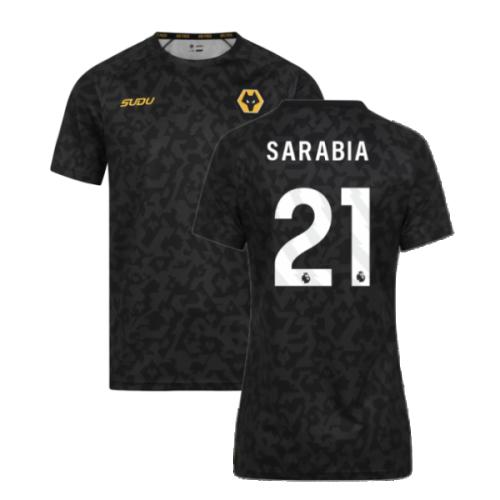 2024-2025 Wolves Pre Match Training Shirt (Black) (Sarabia 21)