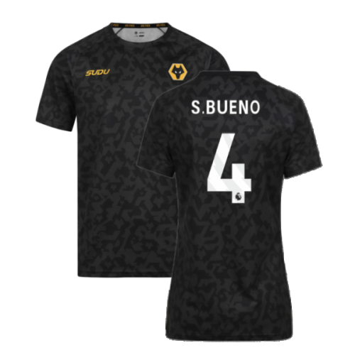 2024-2025 Wolves Pre Match Training Shirt (Black) (S.Bueno 4)