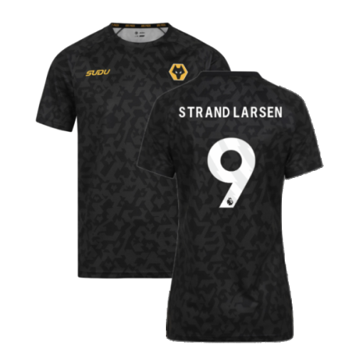 2024-2025 Wolves Pre Match Training Shirt (Black) (Strand Larsen 9)