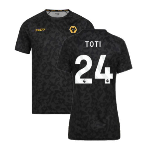 2024-2025 Wolves Pre Match Training Shirt (Black) (Toti 24)