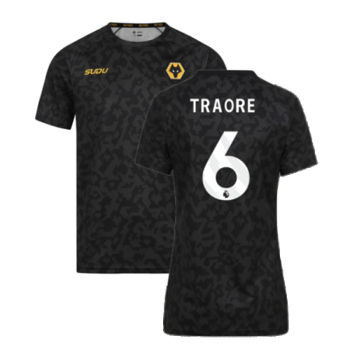 2024-2025 Wolves Pre Match Training Shirt (Black) (Traore 6)