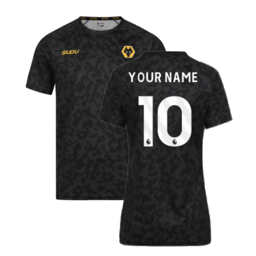 2024-2025 Wolves Pre Match Training Shirt (Black) (Your Name)