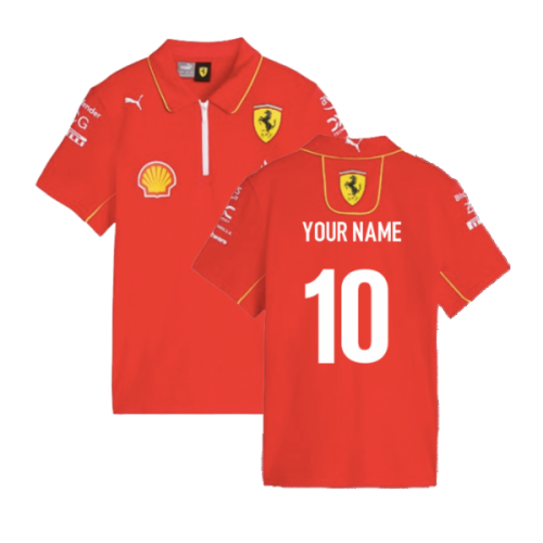 2024 Scuderia Ferrari Team Polo Shirt (Red) - Kids (Your Name)