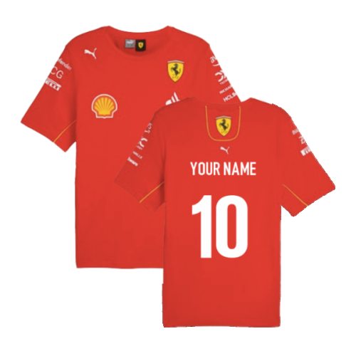 2024 Scuderia Ferrari Team T-Shirt (Red) (Your Name)