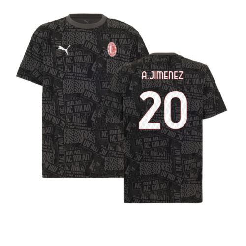2025-2026 AC Milan ftblCulture Tee AOP (Black) (A.Jimenez 20)