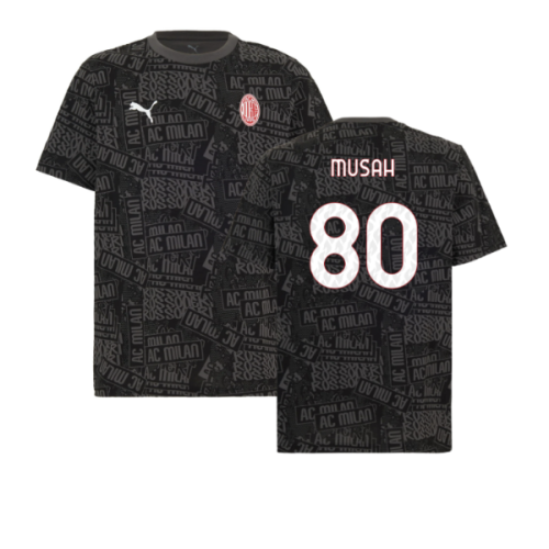 2025-2026 AC Milan ftblCulture Tee AOP (Black) (Musah 80)