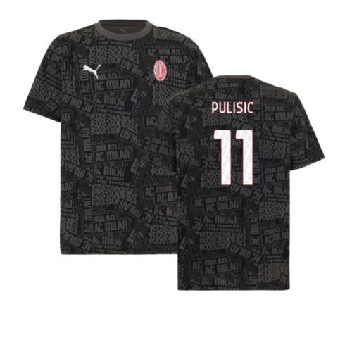 2025-2026 AC Milan ftblCulture Tee AOP (Black) (Pulisic 11)