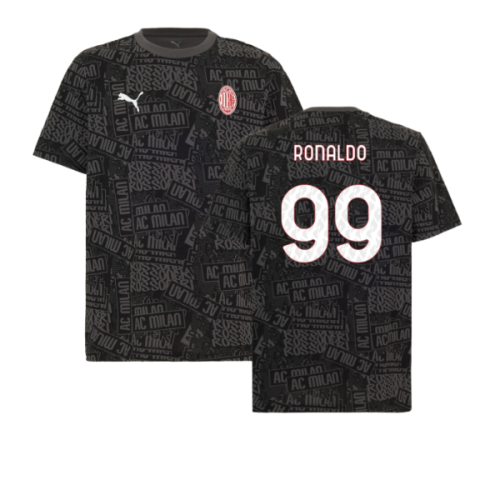 2025-2026 AC Milan ftblCulture Tee AOP (Black) (Ronaldo 99)