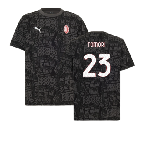 2025-2026 AC Milan ftblCulture Tee AOP (Black) (Tomori 23)