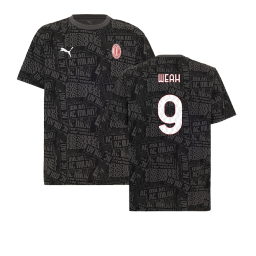 2025-2026 AC Milan ftblCulture Tee AOP (Black) (Weah 9)