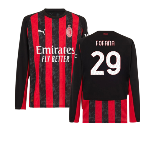 2025-2026 AC Milan Long Sleeve Home Shirt (Fofana 29)