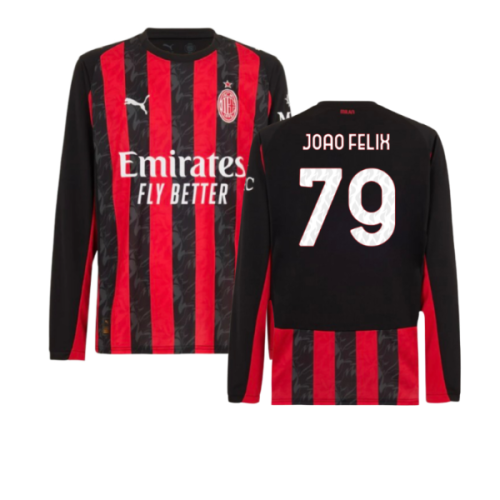 2025-2026 AC Milan Long Sleeve Home Shirt (Joao Felix 79)