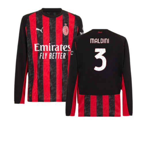 2025-2026 AC Milan Long Sleeve Home Shirt (Maldini 3)