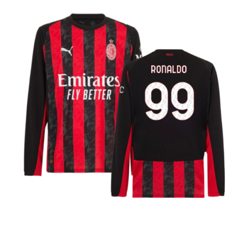 2025-2026 AC Milan Long Sleeve Home Shirt (Ronaldo 99)