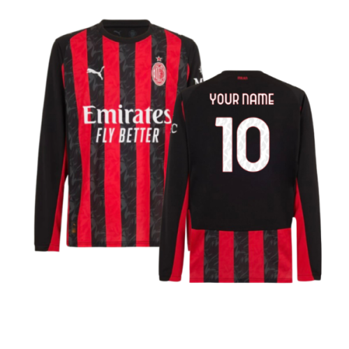2025-2026 AC Milan Long Sleeve Home Shirt (Your Name)