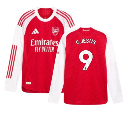 2025-2026 Arsenal Authentic Long Sleeve Home Shirt (G.Jesus 9)