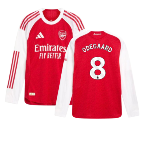 2025-2026 Arsenal Authentic Long Sleeve Home Shirt (Odegaard 8)