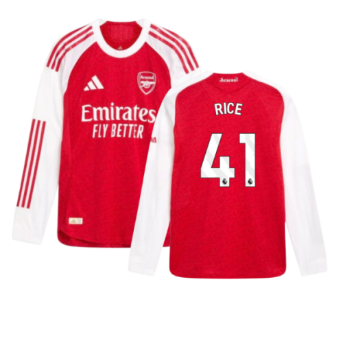 2025-2026 Arsenal Authentic Long Sleeve Home Shirt (Rice 41)