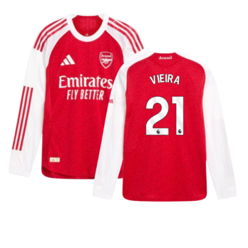 2025-2026 Arsenal Authentic Long Sleeve Home Shirt (Vieira 21)