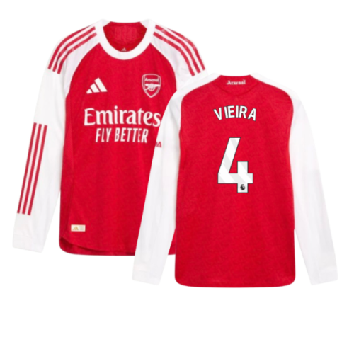 2025-2026 Arsenal Authentic Long Sleeve Home Shirt (Vieira 4)