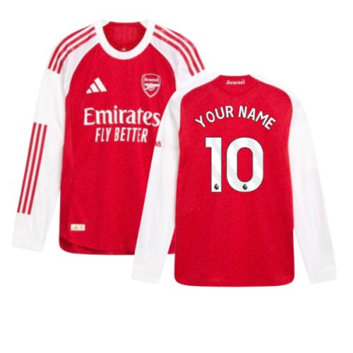 2025-2026 Arsenal Authentic Long Sleeve Home Shirt (Your Name)