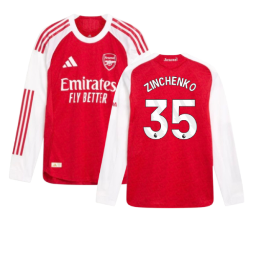 2025-2026 Arsenal Authentic Long Sleeve Home Shirt (Zinchenko 35)
