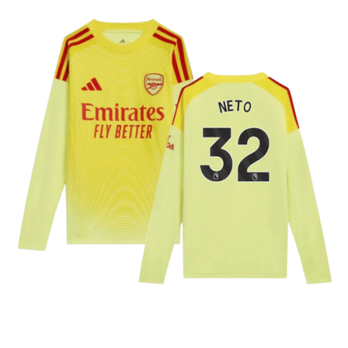 2025-2026 Arsenal Home Goalkeeper Shirt (Yellow) - Kids (Neto 32)