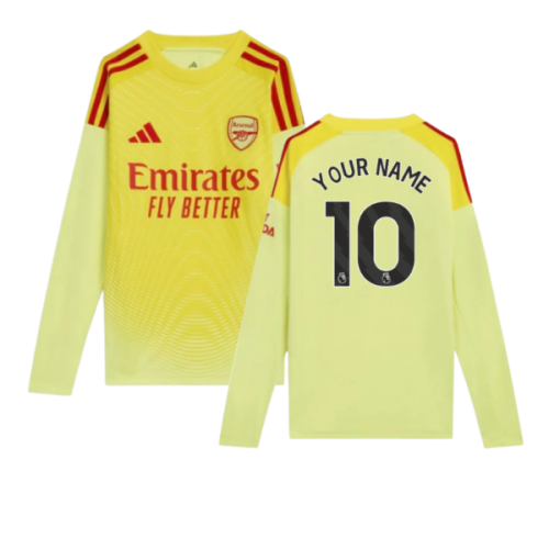 2025-2026 Arsenal Home Goalkeeper Shirt (Yellow) - Kids (Your Name)