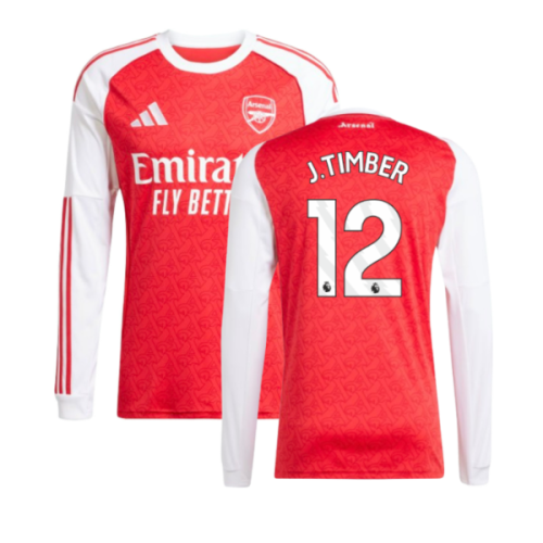2025-2026 Arsenal Long Sleeve Home Shirt (J.Timber 12)