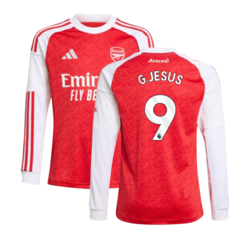 2025-2026 Arsenal Long Sleeve Home Shirt (Kids) (G.Jesus 9)