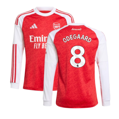 2025-2026 Arsenal Long Sleeve Home Shirt (Kids) (Odegaard 8)