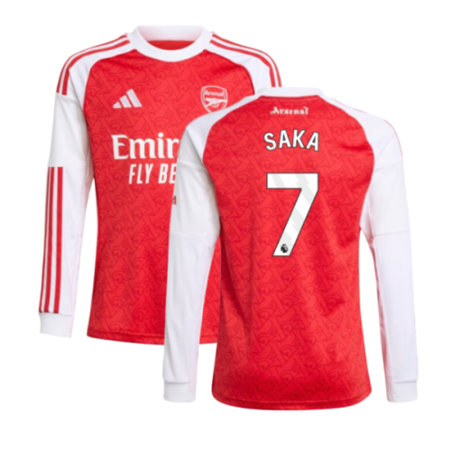 2025-2026 Arsenal Long Sleeve Home Shirt (Kids) (Saka 7)