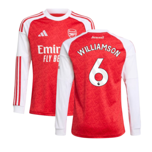 2025-2026 Arsenal Long Sleeve Home Shirt (Kids) (Williamson 6)