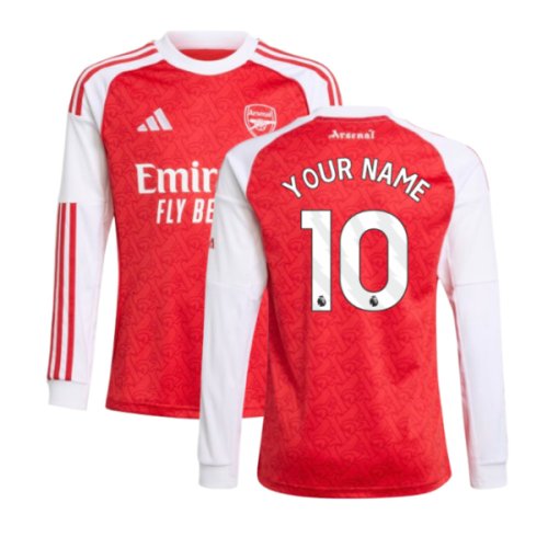 2025-2026 Arsenal Long Sleeve Home Shirt (Kids) (Your Name)